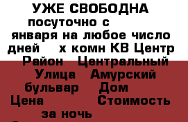 УЖЕ СВОБОДНА посуточно с 8,9,10,11января на любое число дней 2- х комн КВ Центр  › Район ­ Центральный  › Улица ­ Амурский бульвар  › Дом ­ 3 › Цена ­ 1 600 › Стоимость за ночь ­ 1 600 › Стоимость за час ­ 100 - Хабаровский край, Хабаровск г. Недвижимость » Квартиры аренда посуточно   